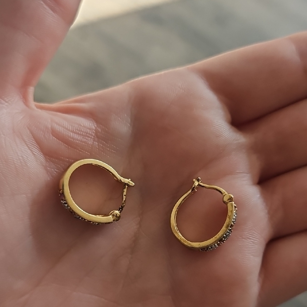 Source Unknown Gold Plated Pink Crystal Earrings - Picture 2 of 3